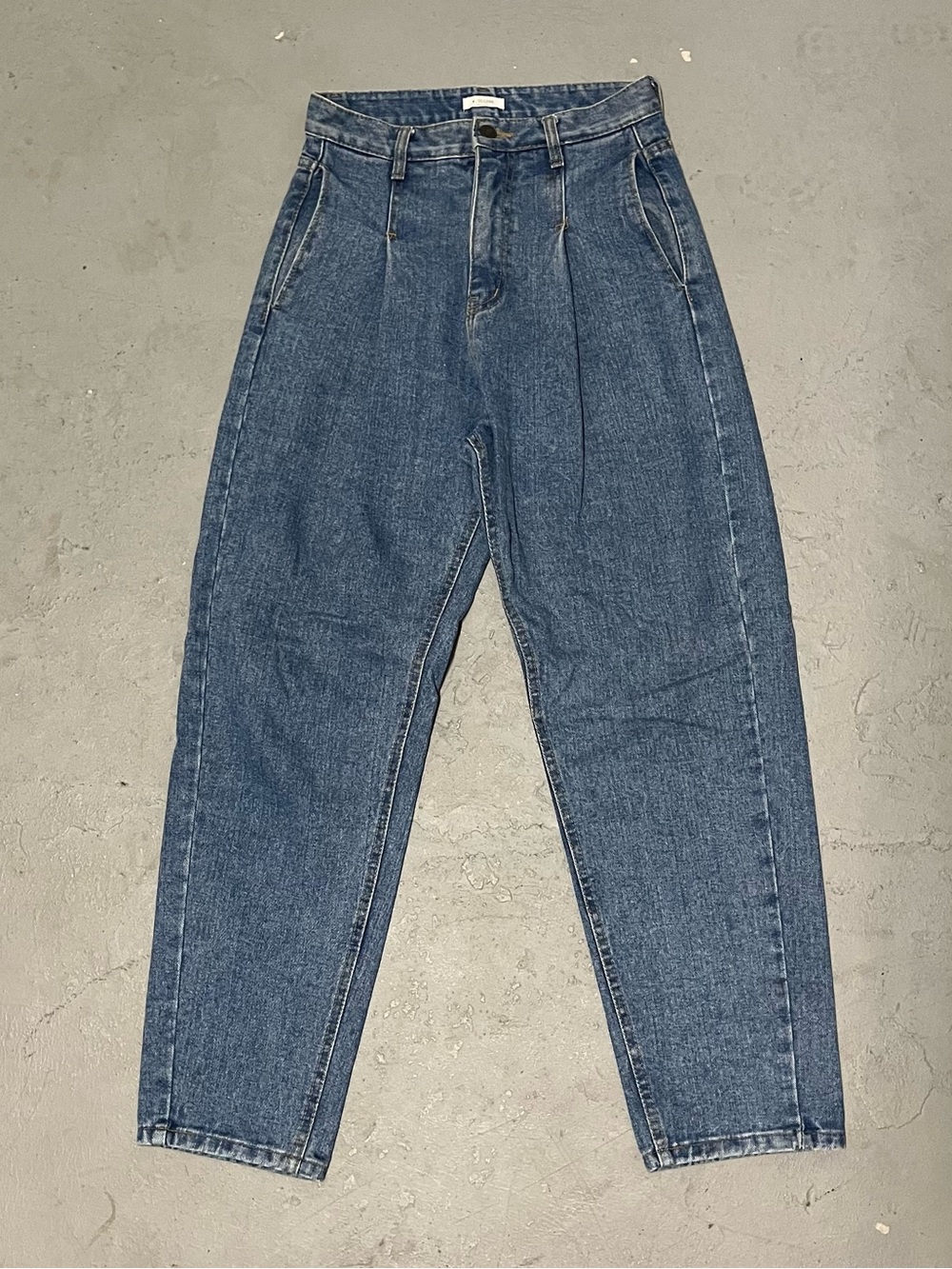 Pleated High-Waist Blue Jeans for Women